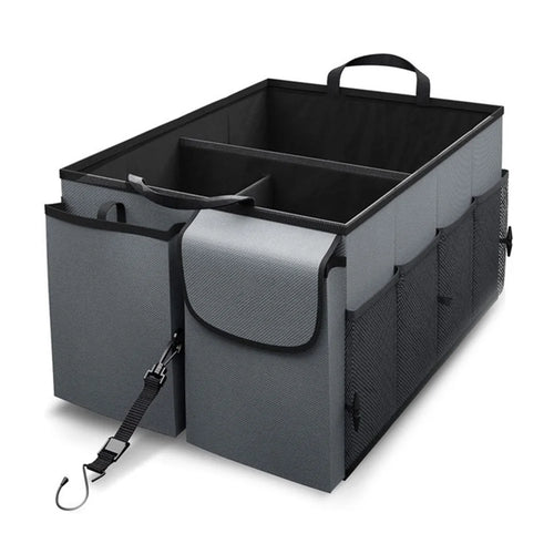 Portable Car Trunk Storage Box Foldable 600D Oxford Cloth Sundries Container - Grey - 1