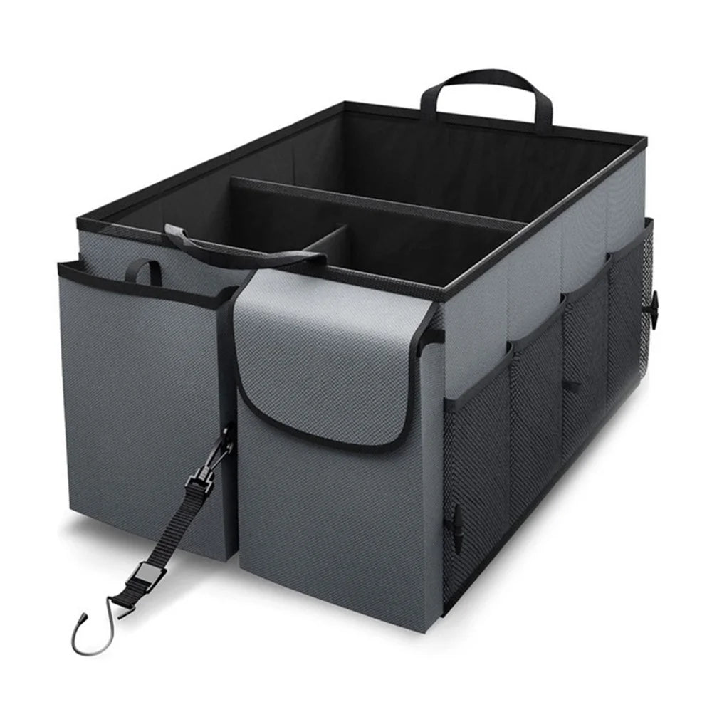 Portable Car Trunk Storage Box Foldable 600D Oxford Cloth Sundries Container - Grey - 1