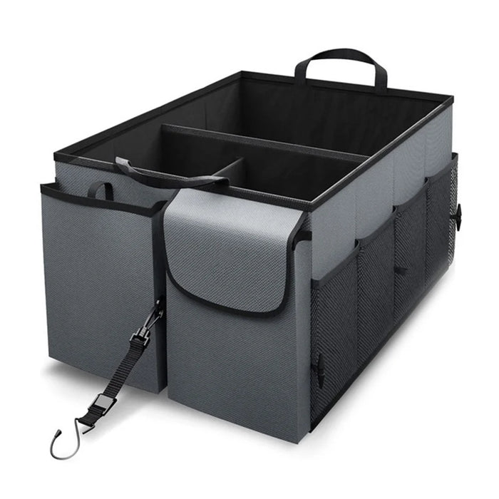 Portable Car Trunk Storage Box Foldable 600D Oxford Cloth Sundries Container - Grey - 1