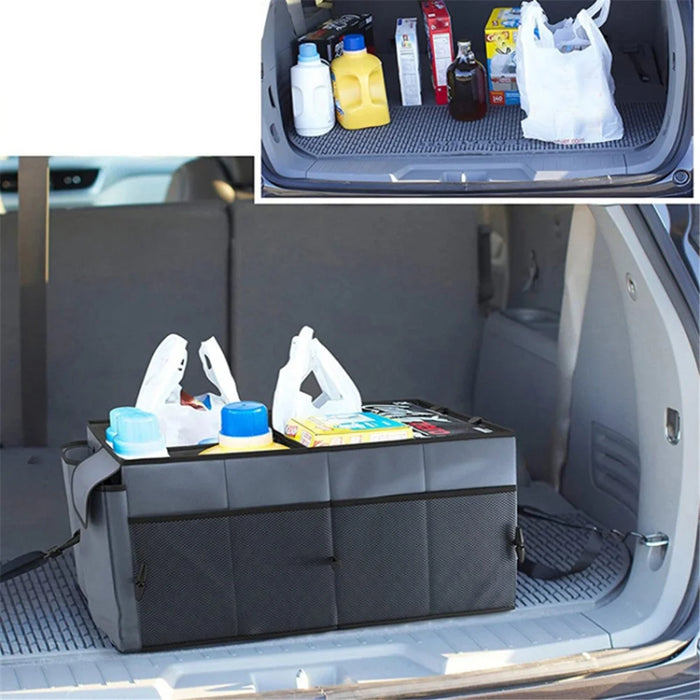 Portable Car Trunk Storage Box Foldable 600D Oxford Cloth Sundries Container - Grey - 2