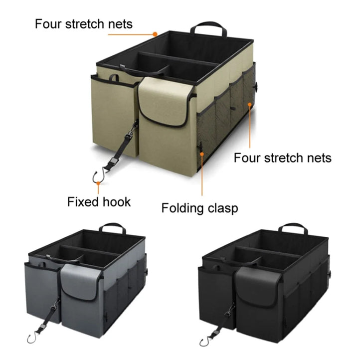 Portable Car Trunk Storage Box Foldable 600D Oxford Cloth Sundries Container - Grey - 4