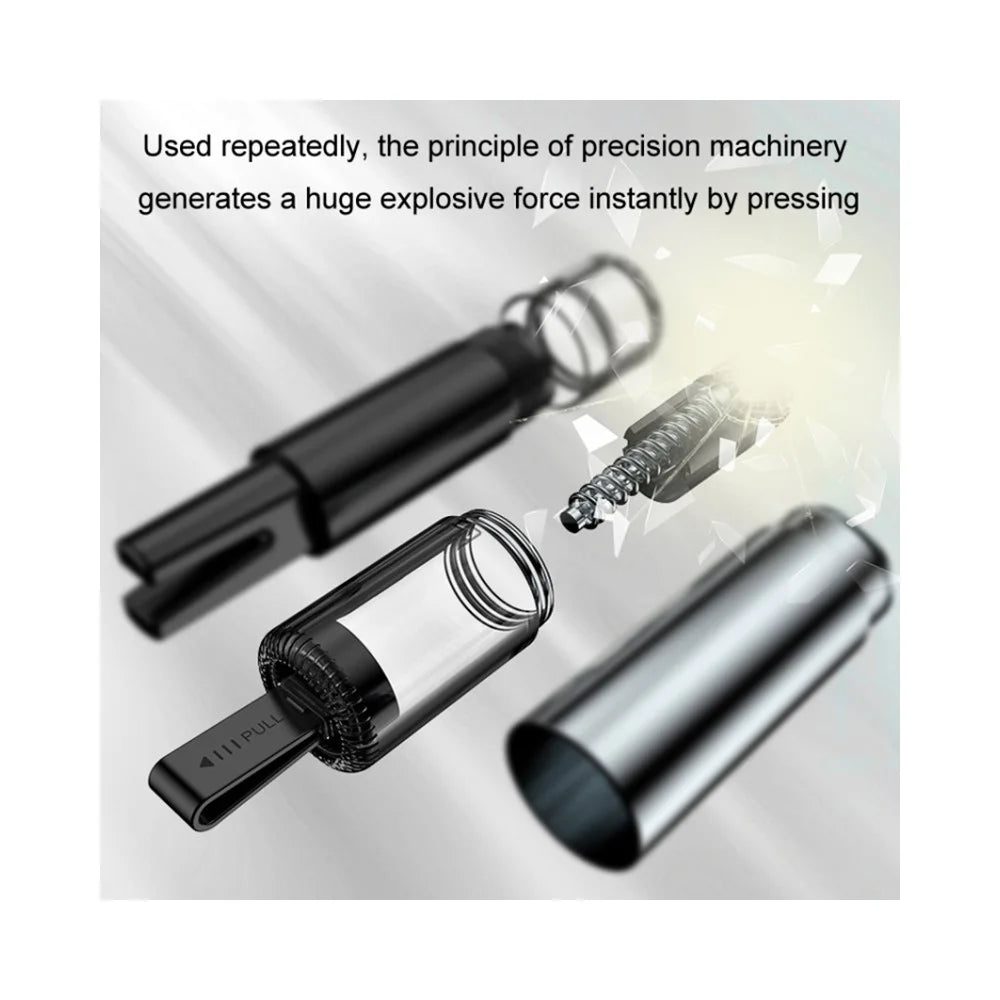 2 in 1 Car Safety Hammer Spring Loaded Window Breaker with Hidden Seat Belt Cutter for Emergency Escape - Silver - 2