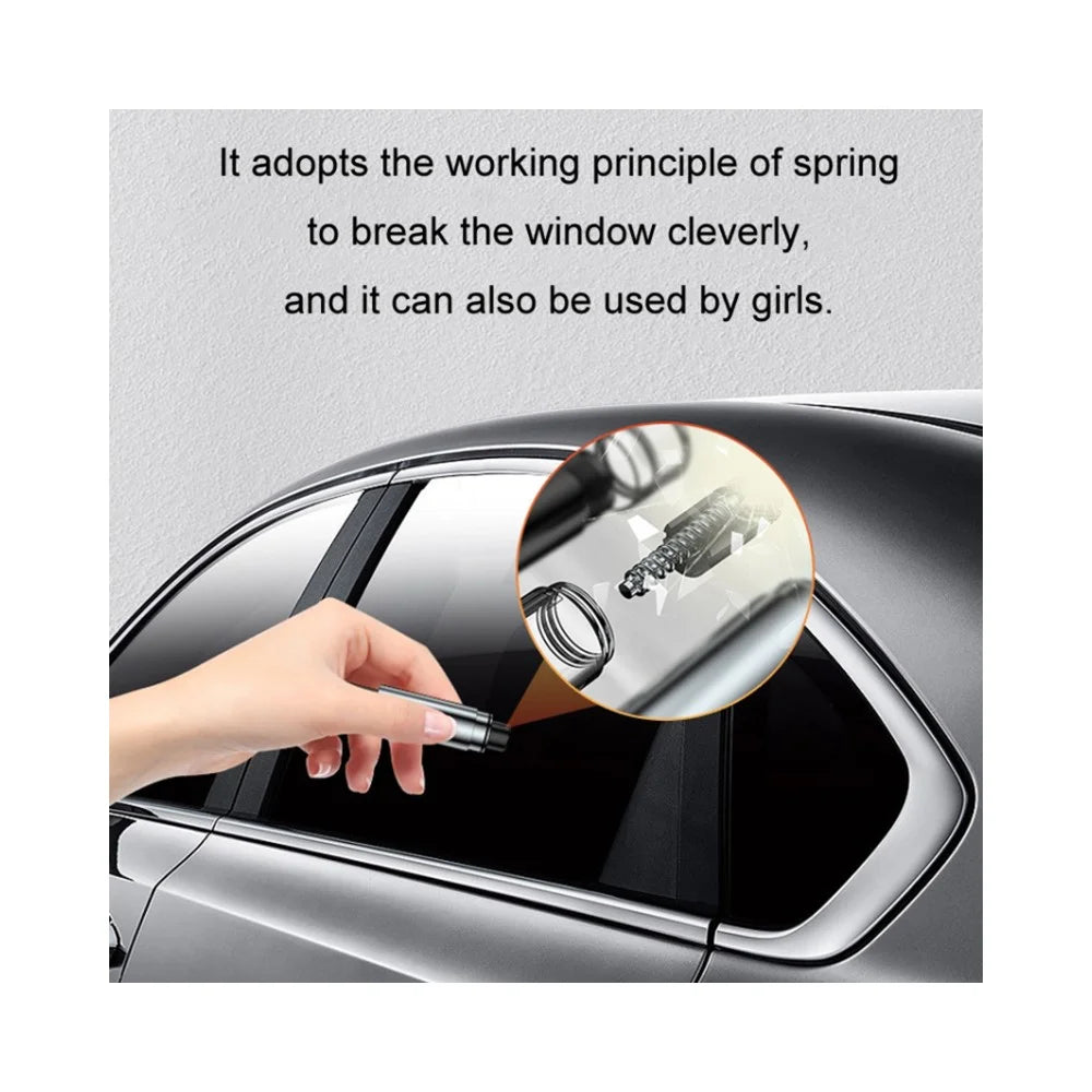 2 in 1 Car Safety Hammer Spring Loaded Window Breaker with Hidden Seat Belt Cutter for Emergency Escape - Silver - 4