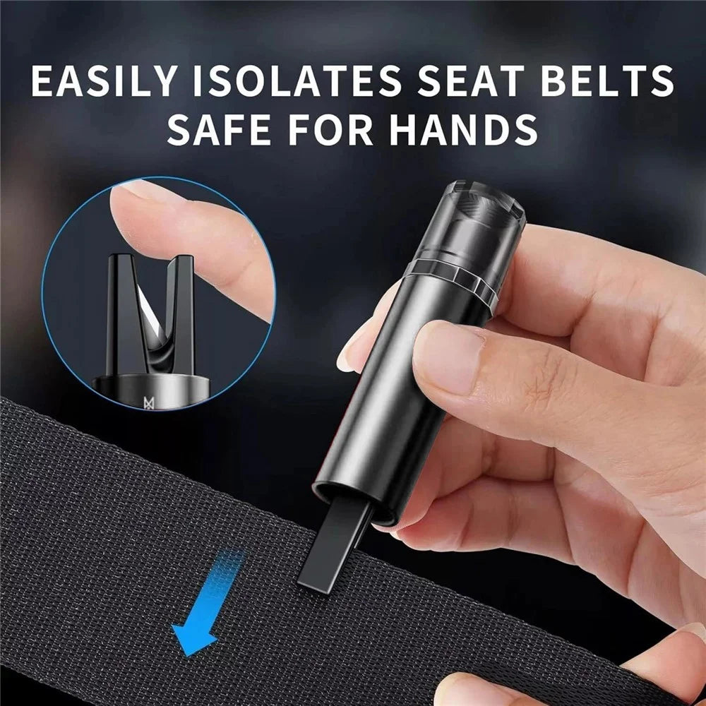 2 in 1 Car Safety Hammer Spring Loaded Window Breaker with Hidden Seat Belt Cutter for Emergency Escape - Silver - 6