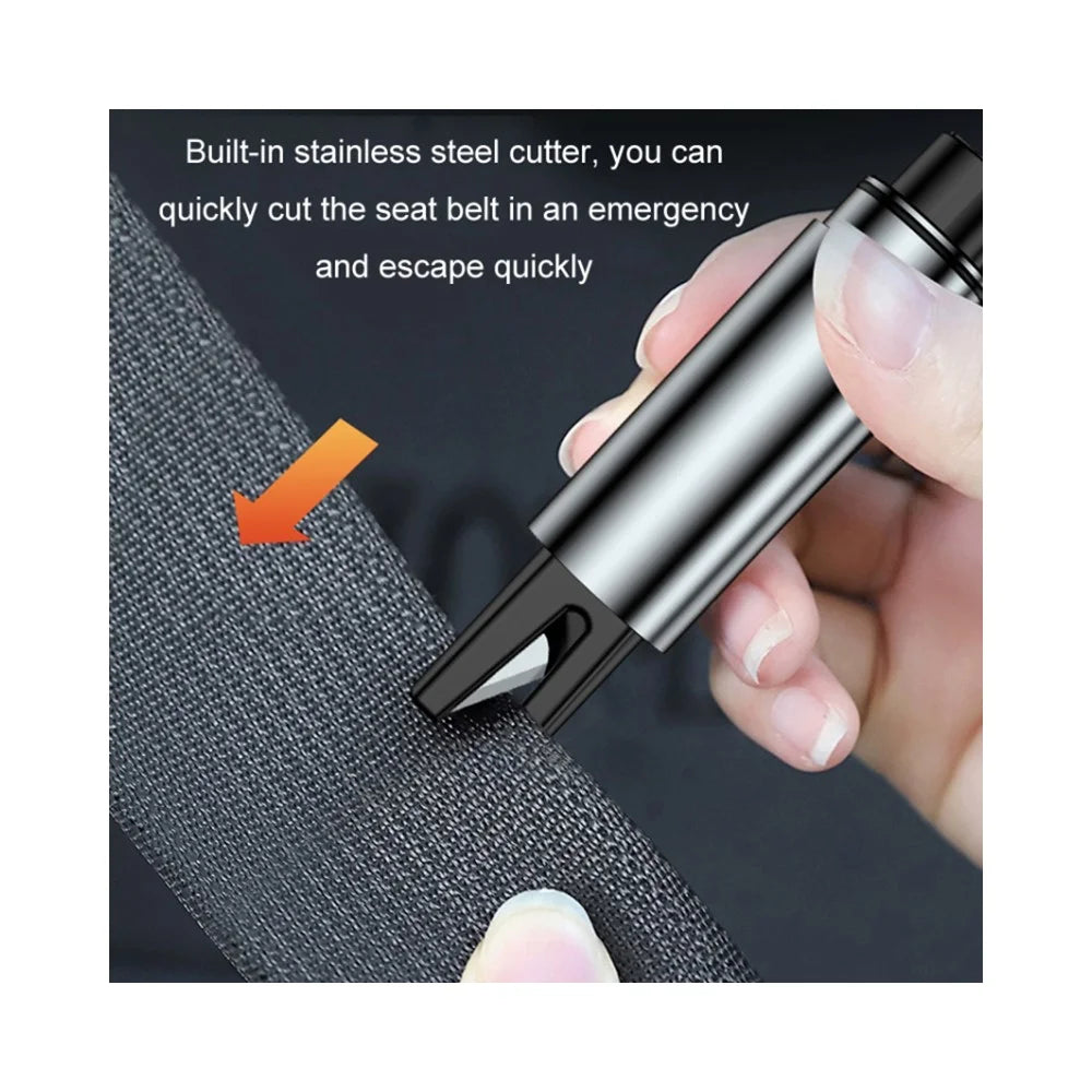 2 in 1 Car Safety Hammer Spring Loaded Window Breaker with Hidden Seat Belt Cutter for Emergency Escape - Silver - 7