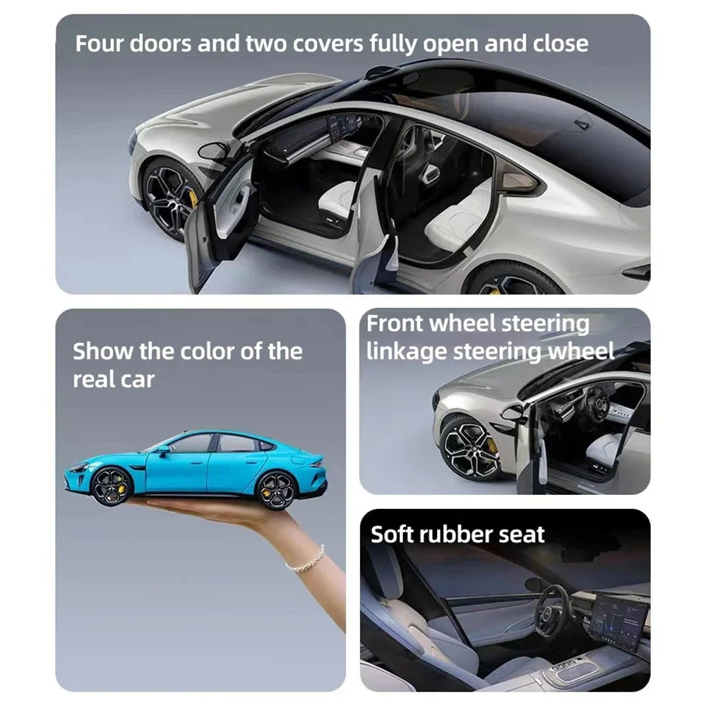 XIAOMI SU7 High-end 1 / 18 Realistic Car Model Luxury Alloy Vehicle Model Collection Toy - Blue - 3