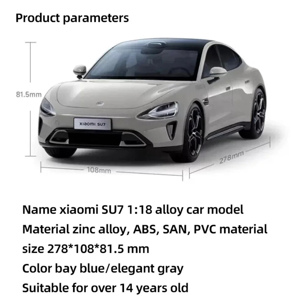 XIAOMI SU7 High-end 1 / 18 Realistic Car Model Luxury Alloy Vehicle Model Collection Toy - Blue - 5