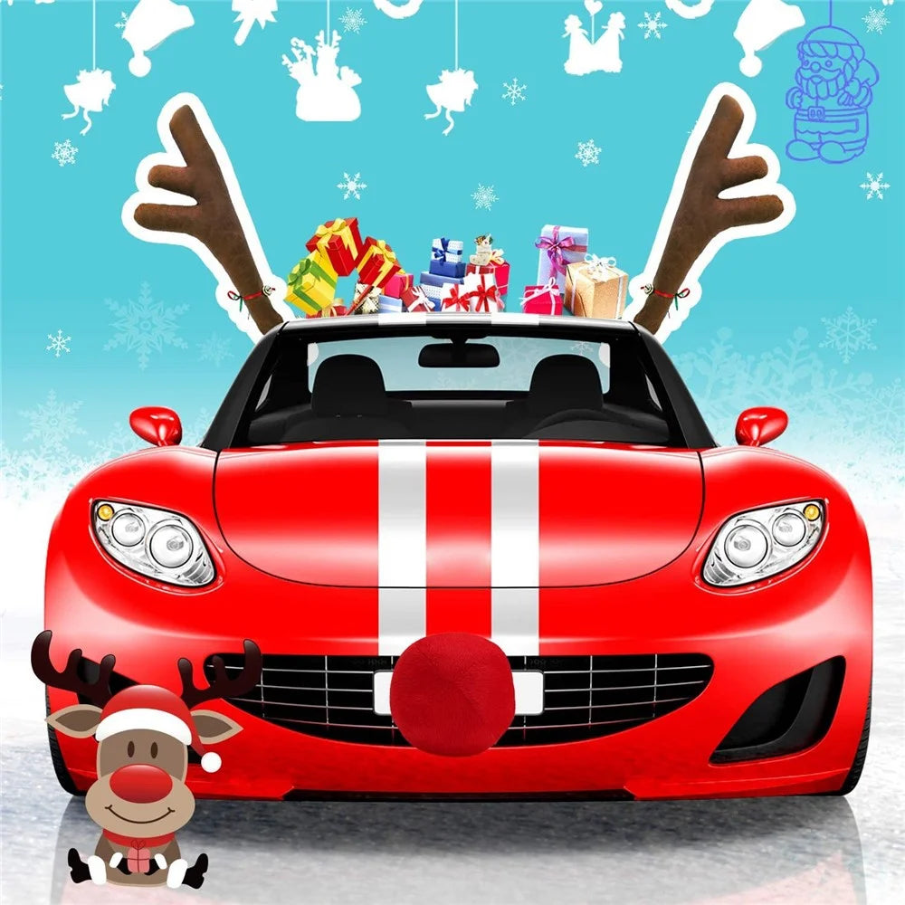 ZY750 Christmas Ornament Car Decoration Reindeer Antlers and Nose Decor Auto Accessories - 2