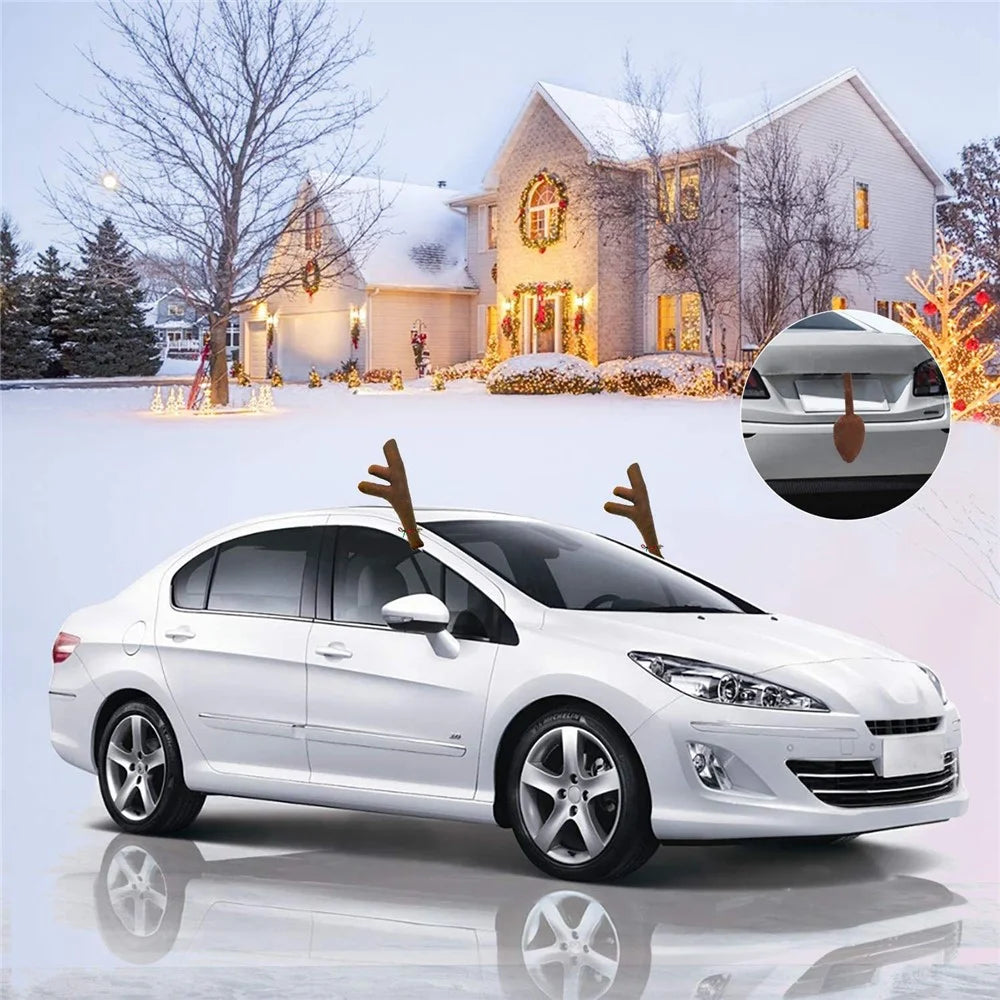 ZY750 Christmas Ornament Car Decoration Reindeer Antlers and Nose Decor Auto Accessories - 3