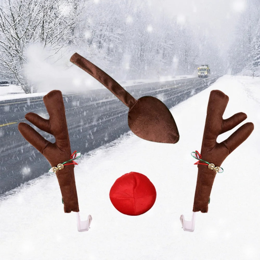 ZY750 Christmas Ornament Car Decoration Reindeer Antlers and Nose Decor Auto Accessories - 6