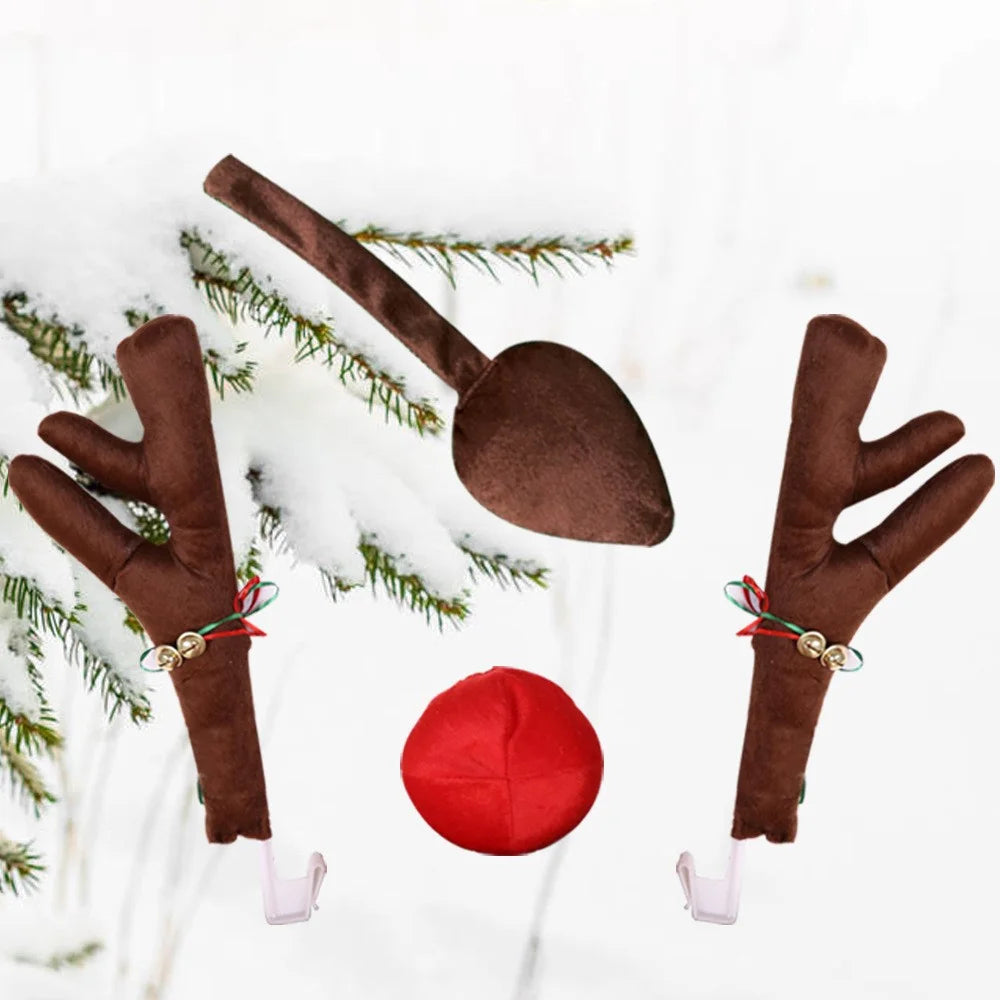 ZY750 Christmas Ornament Car Decoration Reindeer Antlers and Nose Decor Auto Accessories - 7