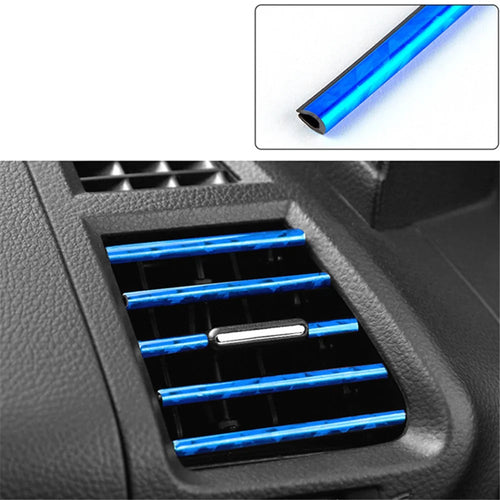 10Pcs Car Air Outlet Decorative Strips Vehicle Trim Air Vent Flexible PVC Decor Strips - Blue - 1