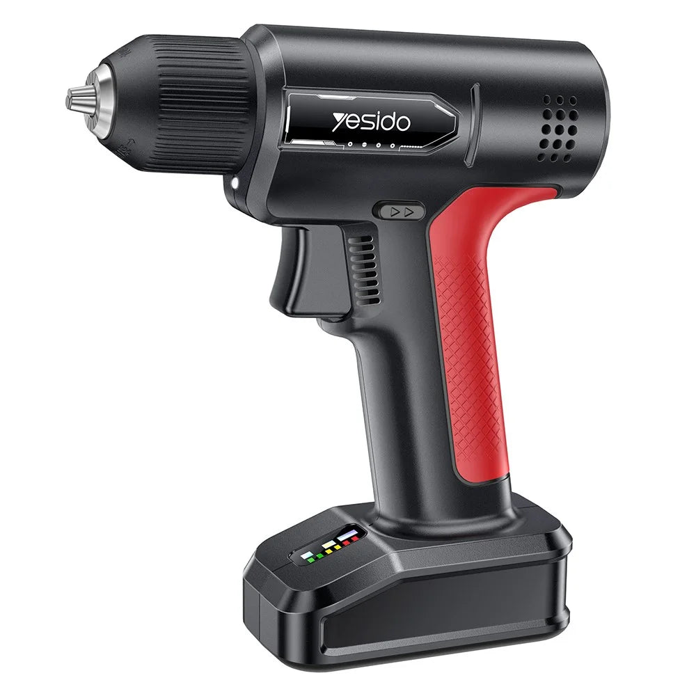 YESIDO EC36 Electric Screwdriver Set 3000mAh 8Nm Torque 400RPM Cordless Drill Kit with LED - Black - 1