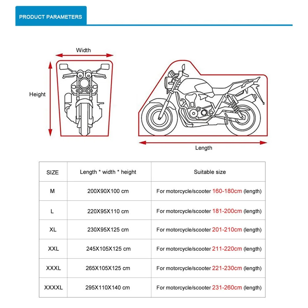 210D Oxford Cloth Waterproof Motorcycle Cover Outdoor Anti-UV Motorbike Cover, Size XL: 230x95x125cm - 3