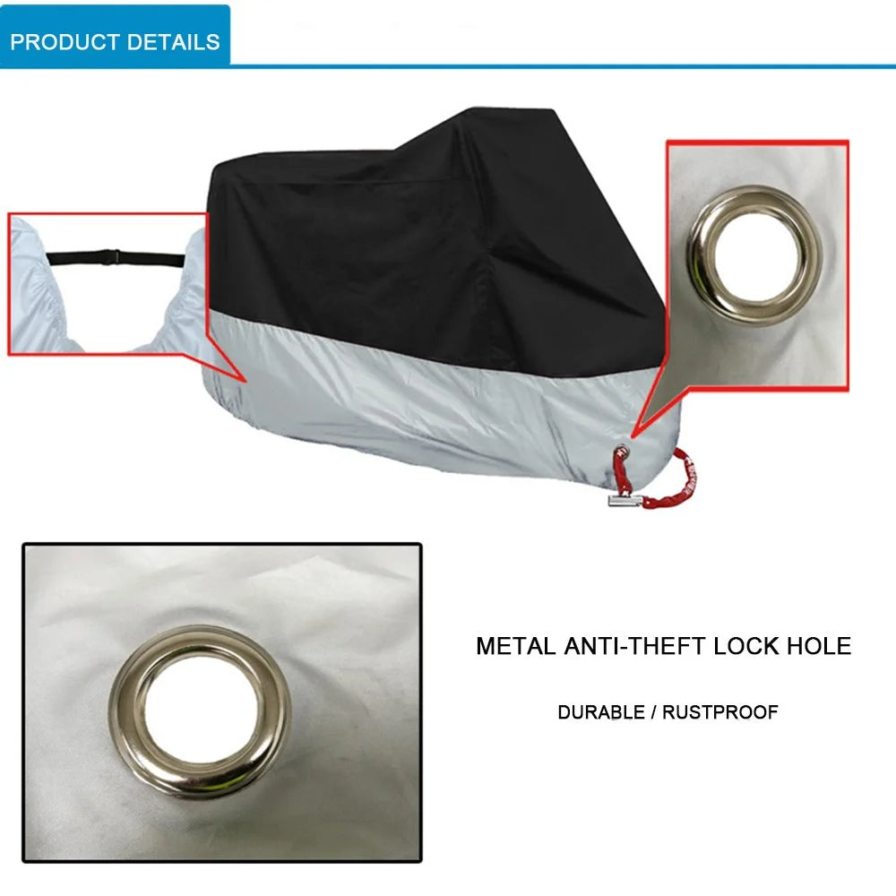 210D Oxford Cloth Waterproof Motorcycle Cover Outdoor Anti-UV Motorbike Cover, Size XL: 230x95x125cm - 6