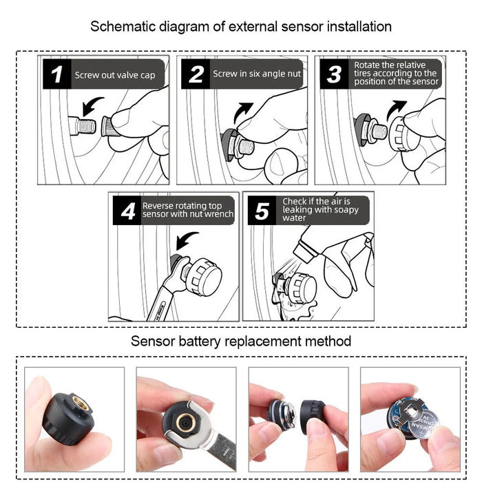 Car TPMS Tyre Pressure Monitoring System Digital LCD Display Auto Security Tyre Pressure Alarm System - 4