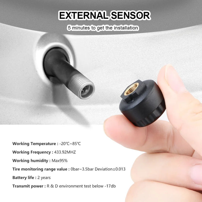 Car TPMS Tyre Pressure Monitoring System Digital LCD Display Auto Security Tyre Pressure Alarm System - 5