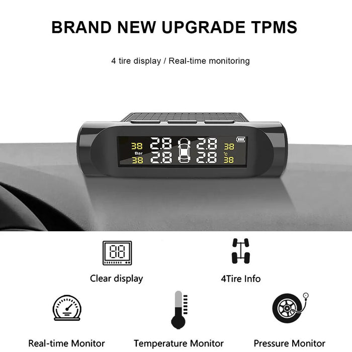 Car TPMS Tyre Pressure Monitoring System Digital LCD Display Auto Security Tyre Pressure Alarm System - 7