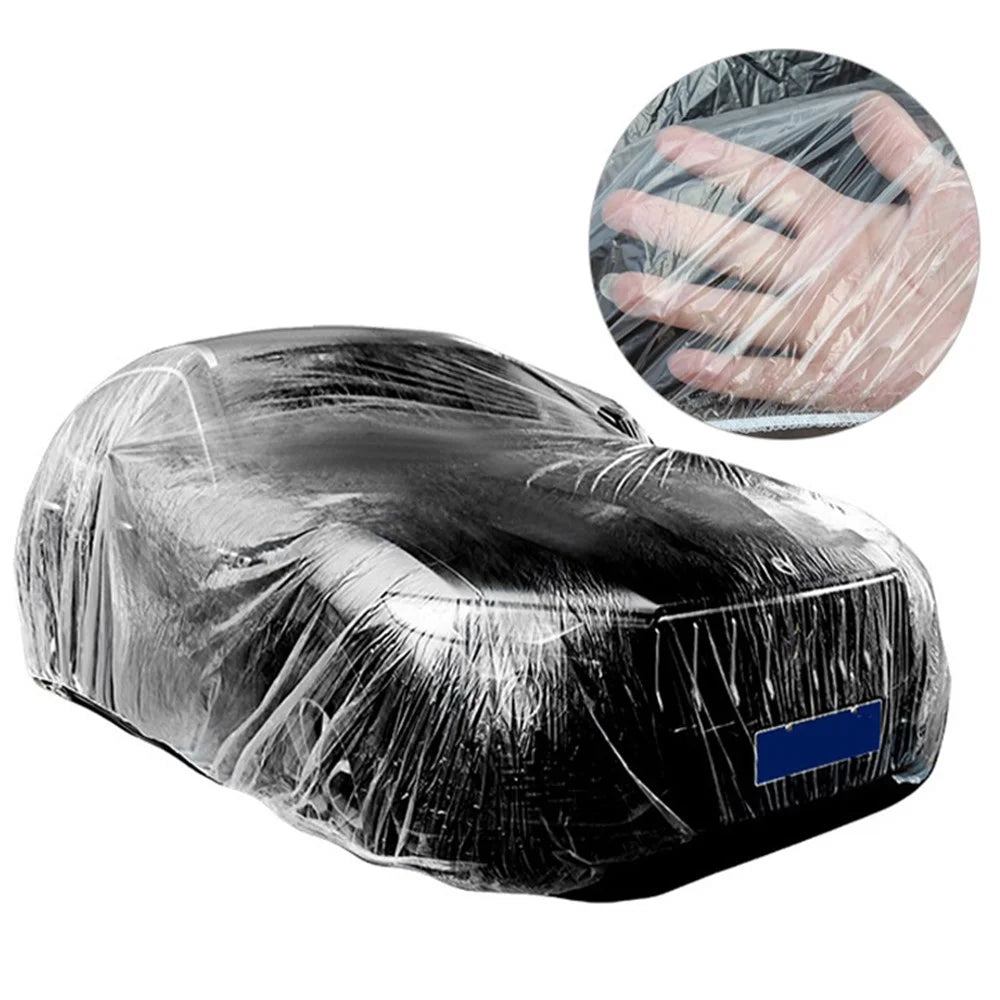 BY-004 Dustproof PE Waterproof Car Cover Disposable Rain Cover with Elastic Band (Upgraded Version), Size: L - 1