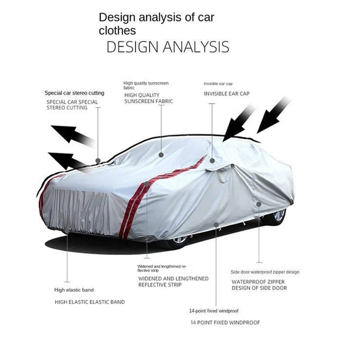 Oxford Cloth Car Cover All Weather Rain Snow UV Sun Hail Protector with Storage Bag - 2XL - 3