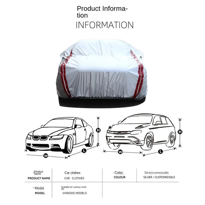 Oxford Cloth Car Cover All Weather Rain Snow UV Sun Hail Protector with Storage Bag - 2XL - 7