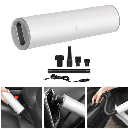 Portable Handheld Car Vacuum Cleaner 120W Car Charger Plug-in Auto Vacuum Cleaner with HEPA Filter - White - 1