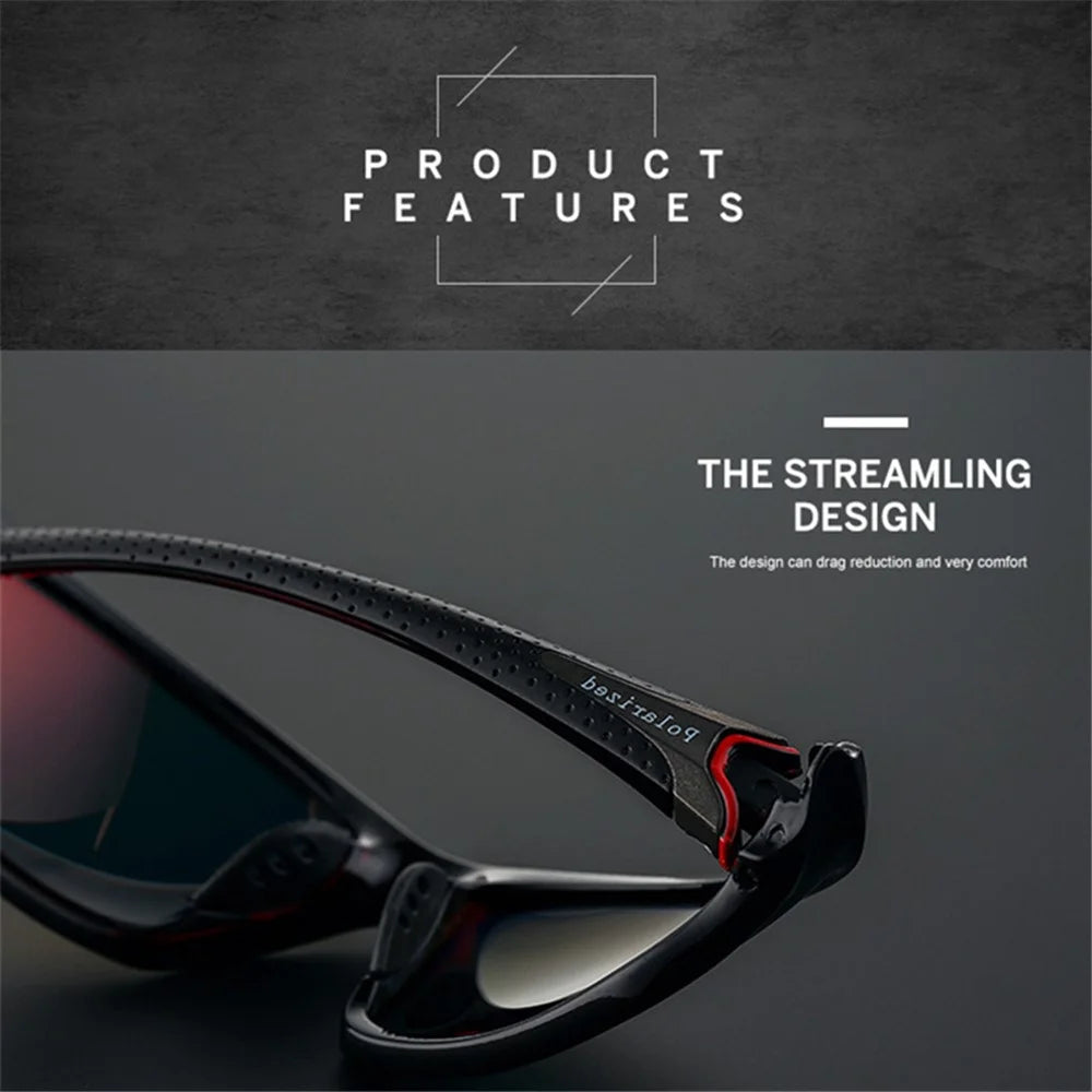 P21 Fishing Polarized Sunglasses Riding Eyeglasses for Outdoor Cycling - Black / Red - 3