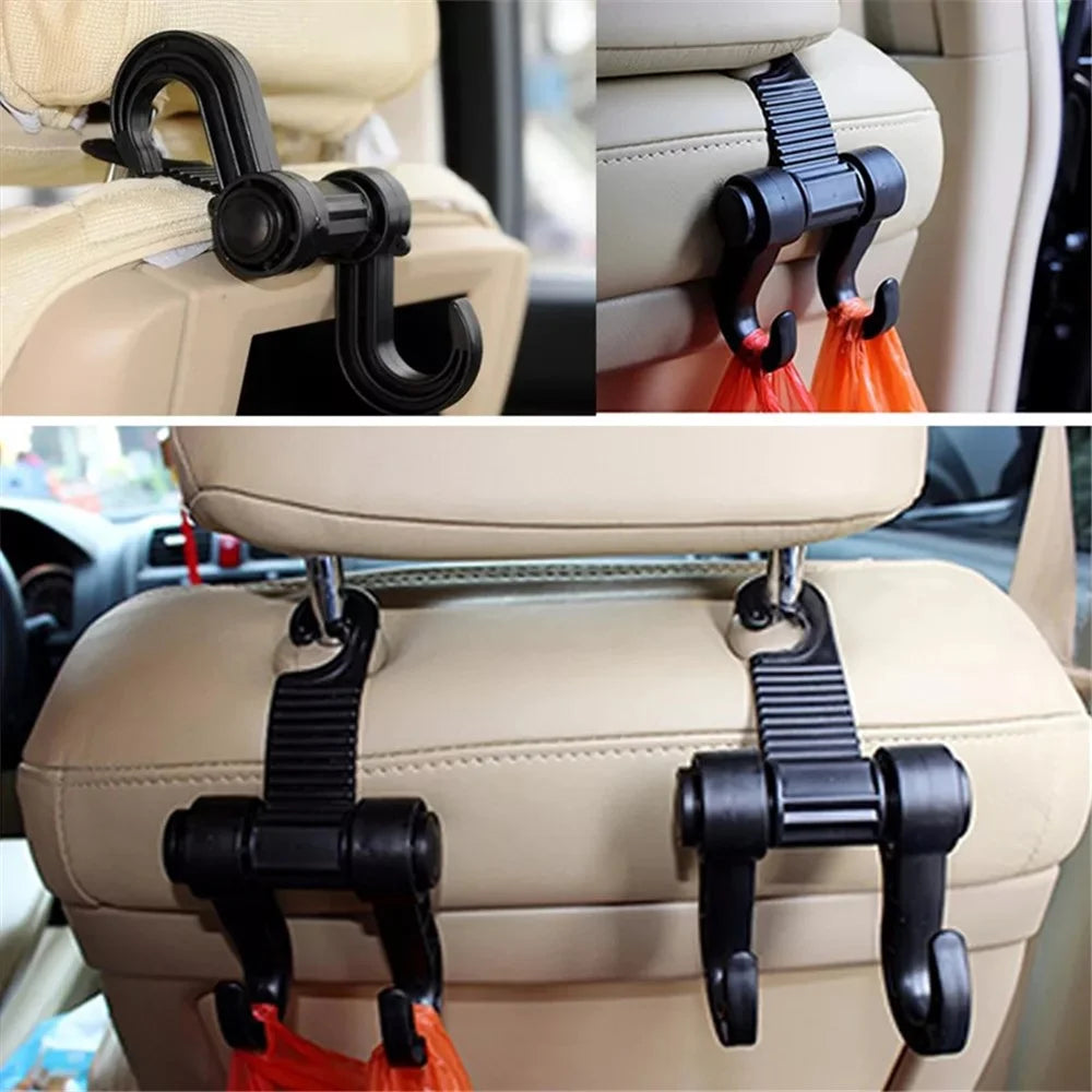 Car Seat Back Hook Multi-functional Auto Car Seat Headrest Hanger Holder, Double Hanging Hook - 3