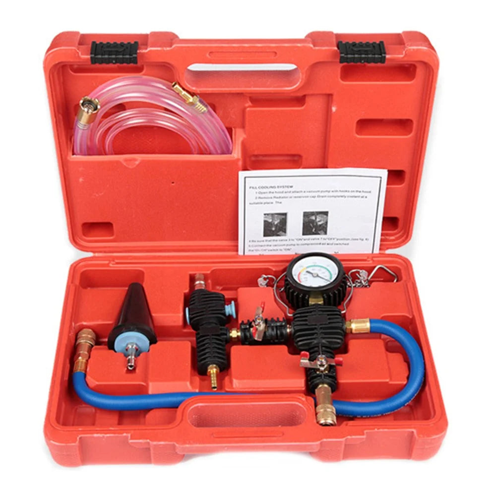 ZY115 Car Water Tank Coolant Replacement Tool Set Vacuum Type Antifreeze Filler Copper-Plated Connector Vacuum Kit for Universal Vehicles - 1