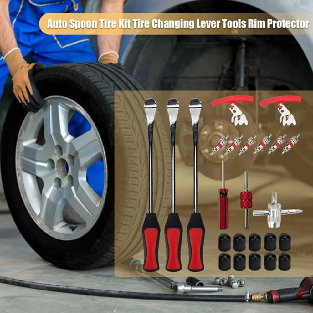 25Pcs / Set Tire Lever Tool Car Motorcycle Bike Wheel Rim Removal Repair Kit - 4