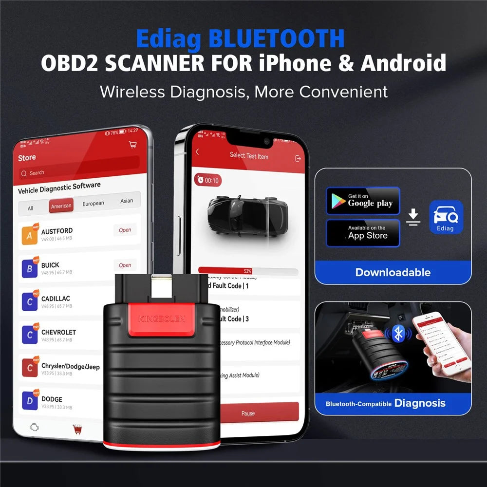 KINGBOLEN Ediag OBD2 Car Diagnostic Scanner Vehicle Engine Fault Code Reader - 5