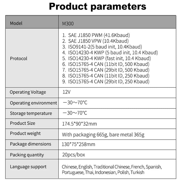 M300 OBD2 Car Diagnostic Scanner Engine Check Maintenance Universal Vehicle Code Reader - 6
