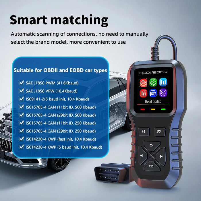 K1 Car OBD2 Diagnostic Scanner Color LCD Display 36600 Engine Codes Clear Tool Real Time Data Stream - Black - 3