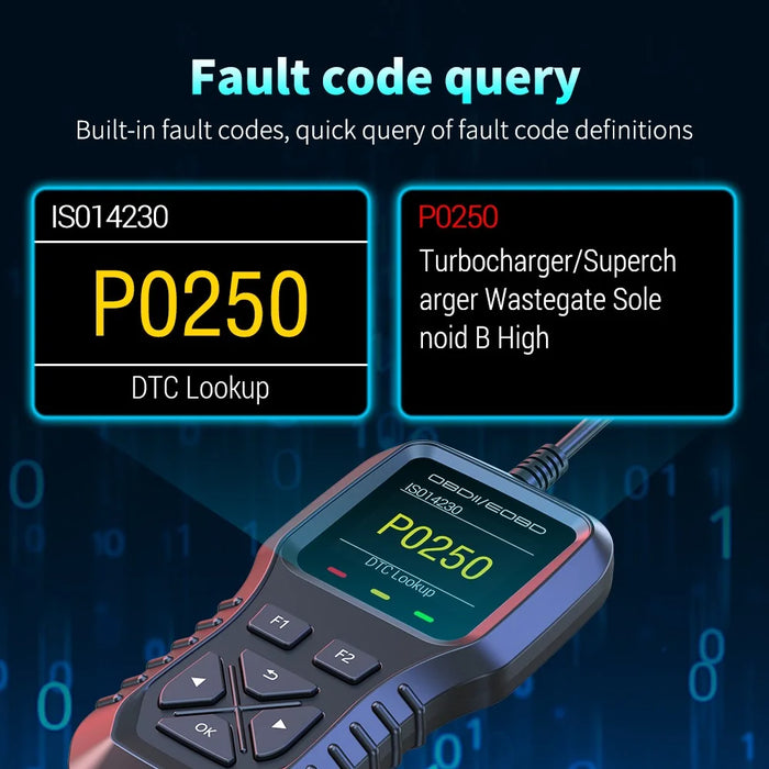 K1 Car OBD2 Diagnostic Scanner Color LCD Display 36600 Engine Codes Clear Tool Real Time Data Stream - Black - 7
