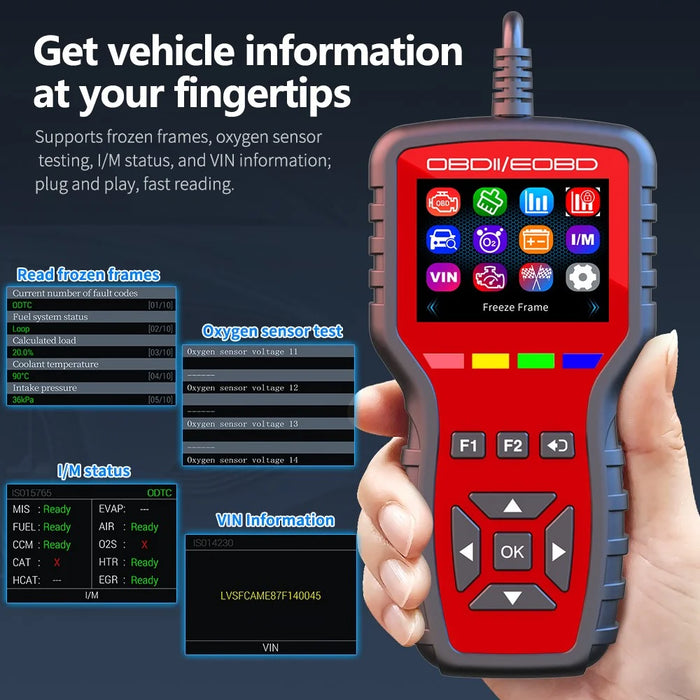K2 OBD2 Car Diagnostic Scanner 40000+ Codes Color Screen Engine Fault Code Reader Clear Tool - Red - 4