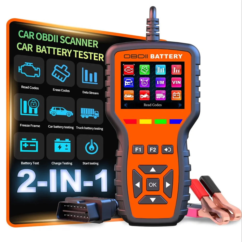 K2 Pro 2 in 1 OBD2 Scanner Car Battery Tester 40000+ Fault Codes Engine Diagnostic Tool - Orange - 3