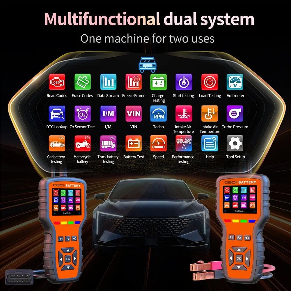 K2 Pro 2 in 1 OBD2 Scanner Car Battery Tester 40000+ Fault Codes Engine Diagnostic Tool - Orange - 4