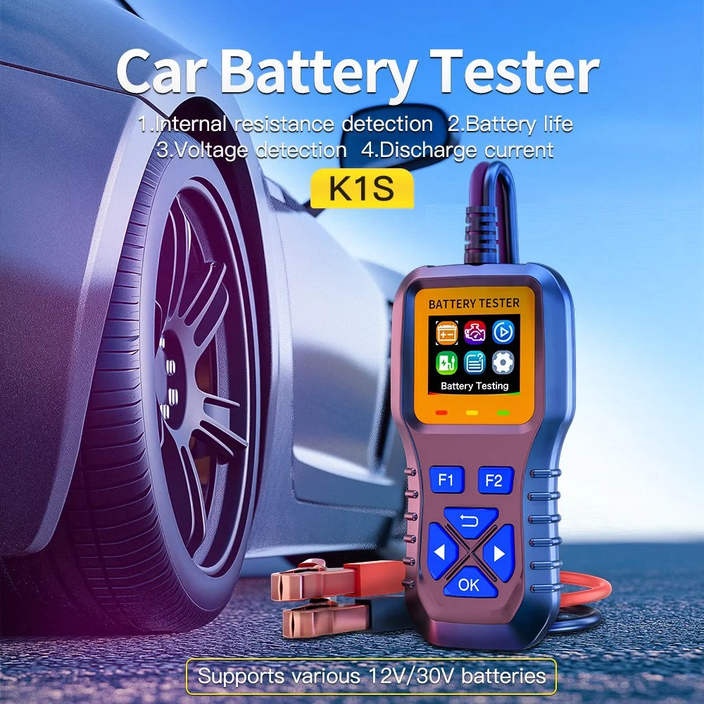 K1S Car Battery Tester 12V 24V 30V Lead Acid Battery Analyzer with CCA SOH Internal Resistance Test for Auto Motorcycle - 2