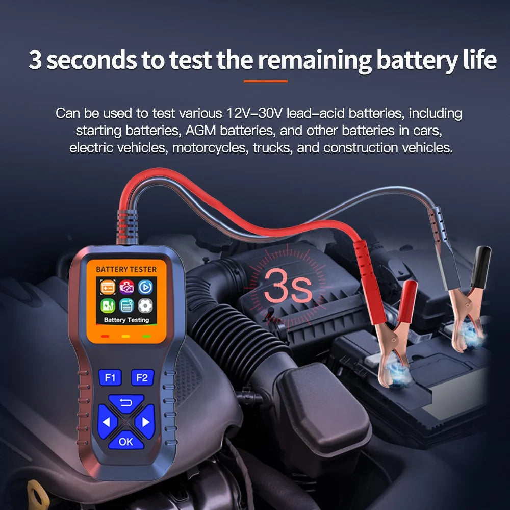 K1S Car Battery Tester 12V 24V 30V Lead Acid Battery Analyzer with CCA SOH Internal Resistance Test for Auto Motorcycle - 3
