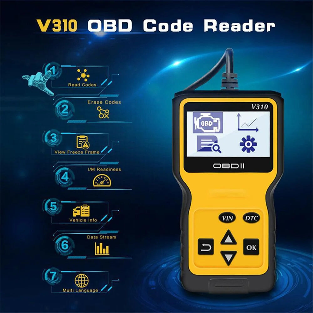 V310 OBD2 Scanner Diagnostic Tool Code Reader OBDII EOBD Read / Clear Fault Scan Tool - 2