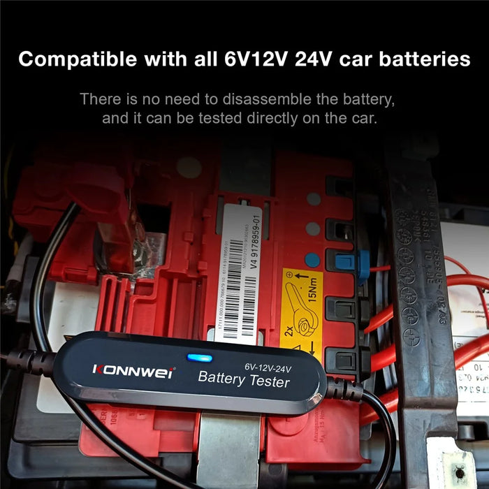 KONNWEI BK200 Multi-Function Bluetooth-compatible Battery Tester for Car Truck Motorcycle SUV Boat Yacht 6V 12V 24V Battery Tester - Black - 5