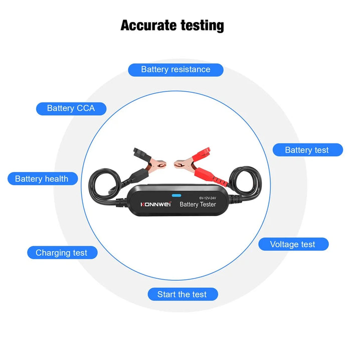 KONNWEI BK200 Multi-Function Bluetooth-compatible Battery Tester for Car Truck Motorcycle SUV Boat Yacht 6V 12V 24V Battery Tester - Black - 6
