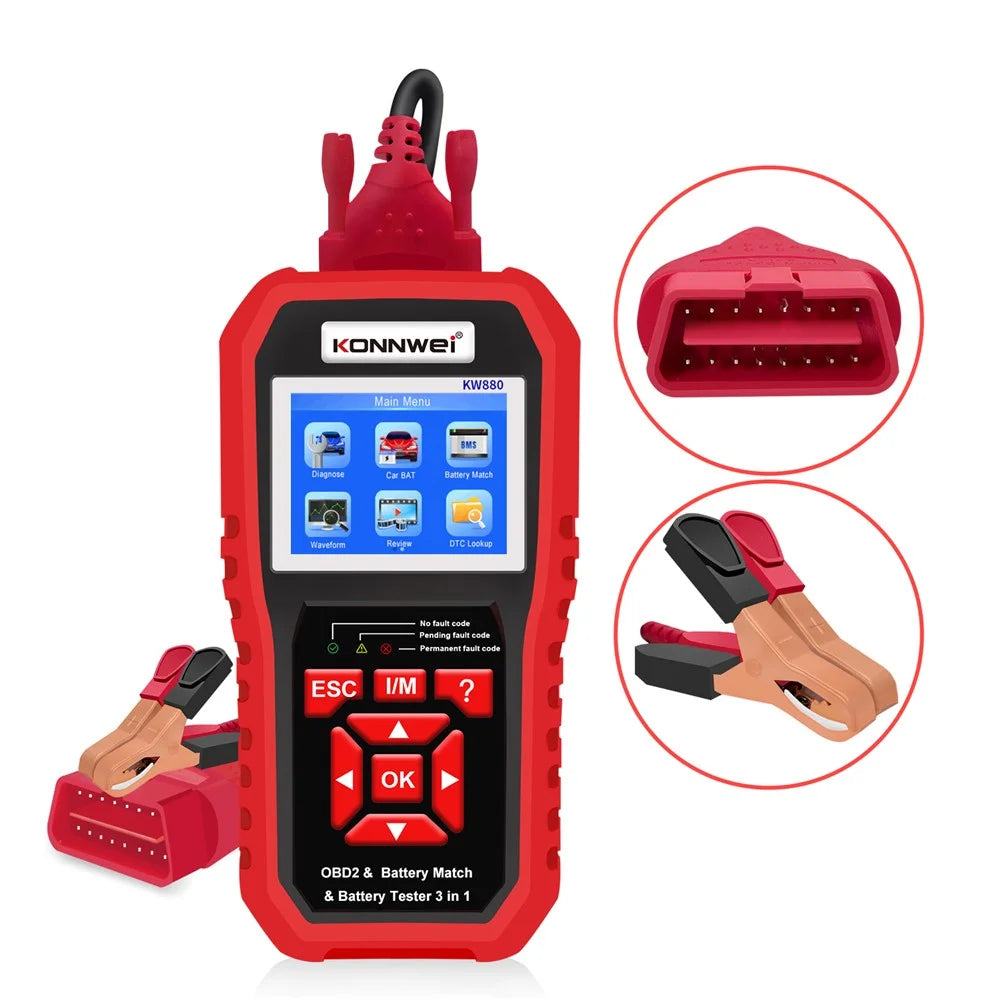 KONNWEI KW880 Car Diagnostic Tools & Car Battery Tester & Car Battery Match 3 in 1 Multi-Function Detector Device - 7