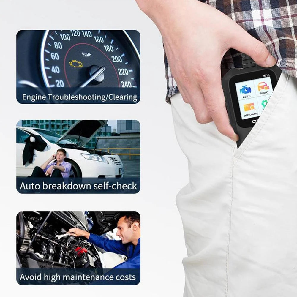 V318 OBD2 1.8-inch Car Fault Diagnosis Instrument Engine Tester Diagnostic Tool Battery Detector - 3