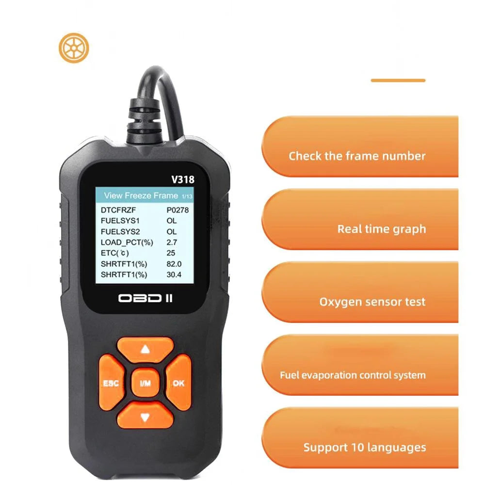 V318 OBD2 1.8-inch Car Fault Diagnosis Instrument Engine Tester Diagnostic Tool Battery Detector - 5