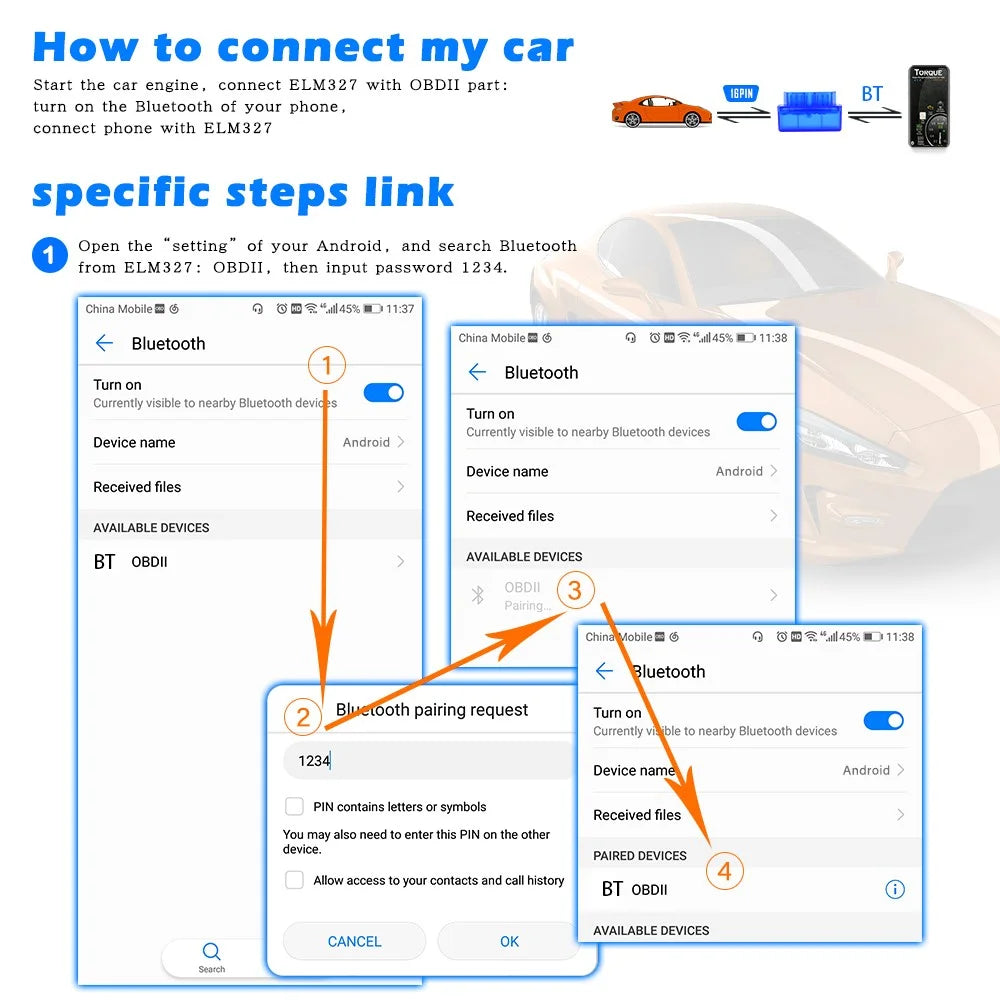 V06H4K elm327 Engine Fault Detector Diagnostic Tool Car Code Reader Bluetooth-compatible Connection Support OBD2 Protocol - 7