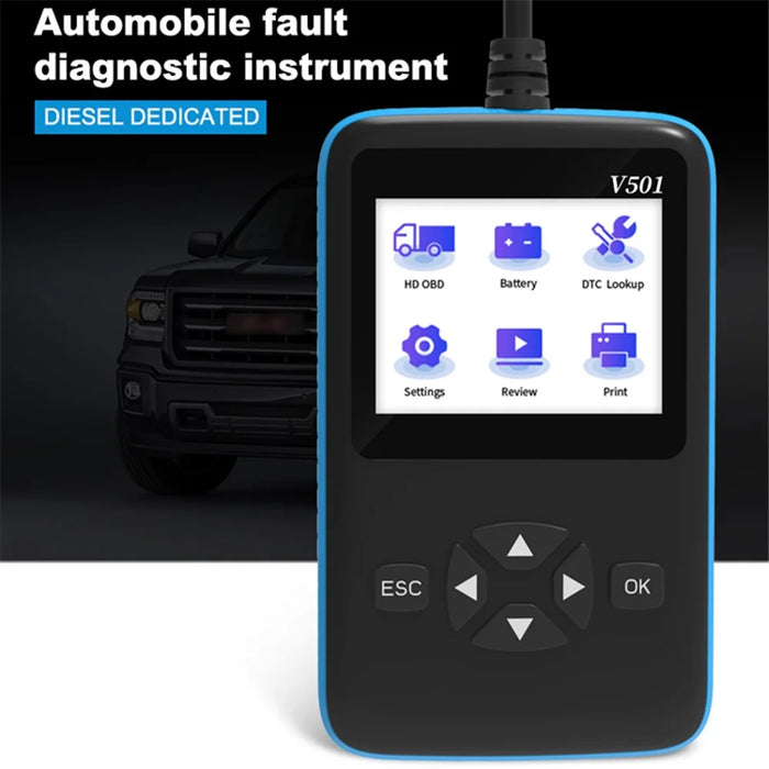 V501 OBD2 Car Truck Diesel Oil Diagnostic Tool Vehicle Engine Fault Code Reader Scanner Analyzer - 2