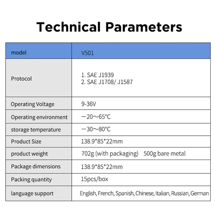 V501 OBD2 Car Truck Diesel Oil Diagnostic Tool Vehicle Engine Fault Code Reader Scanner Analyzer - 6