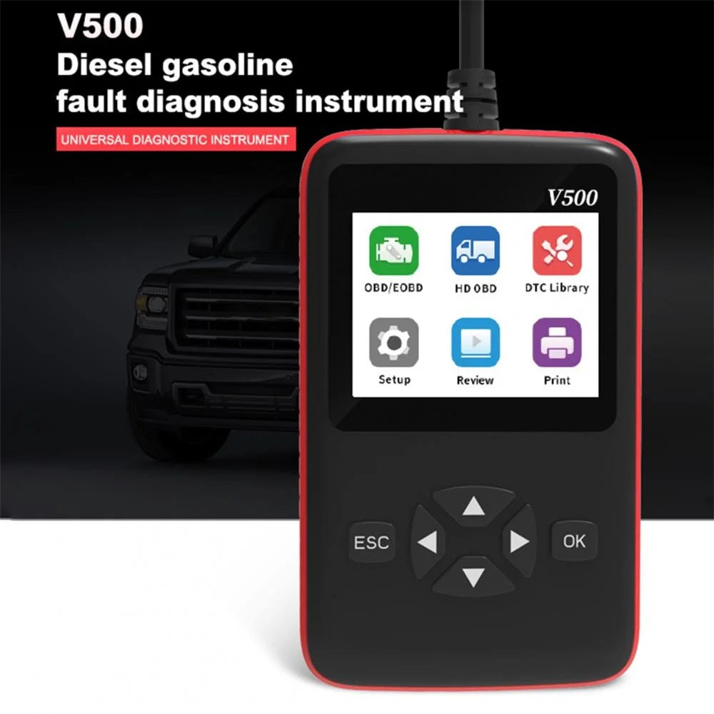 V500 Car Vehicle ELM327 OBD2 Engine Fault Code Reader Diesel Oil Diagnostic Tool Scanner Analyzer - 2