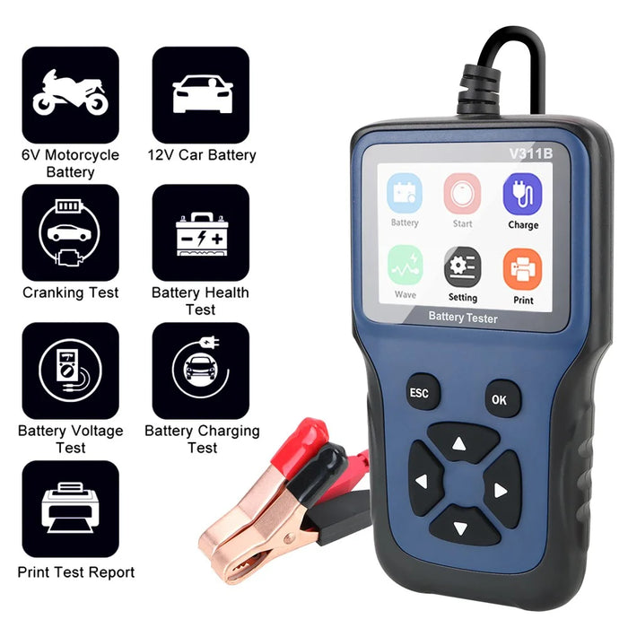 V311B 12V CCA Battery Tester 2.8-Inch Screen Digital Analyzer Test Tool for Car / Boat / Motorcycle - 4